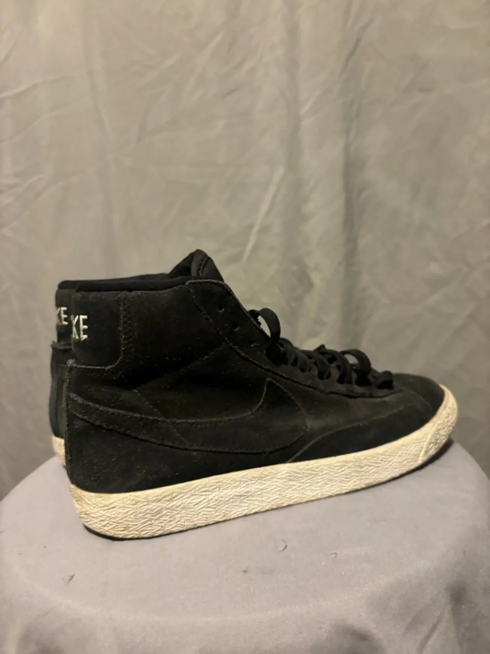 Nike Black Suede High-Top Sneakers with White Sole - Picture 4 of 7